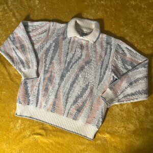 Vintage 80's Alfred Dunner Color Sweater Collared Made in USA Womens Size Medium